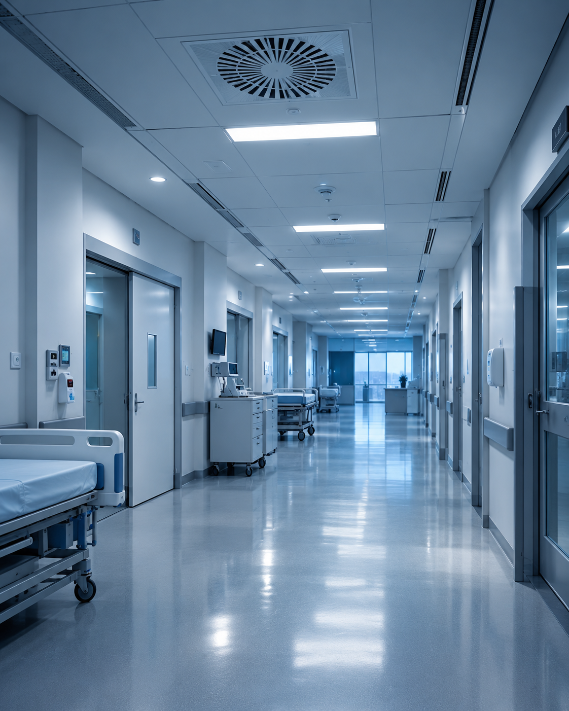 Ambiente hospitalar com sistema de climatização