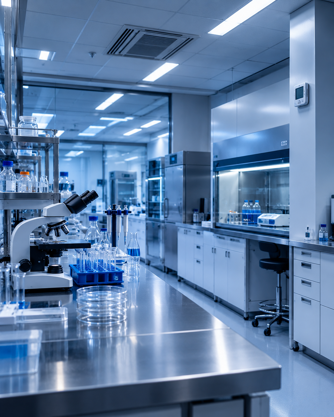 Laboratório moderno com controle ambiental